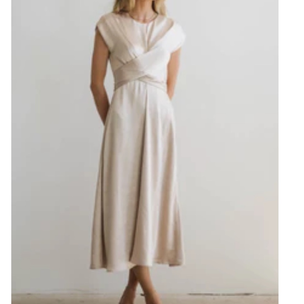 Bohme Rosalind midi Elegant Cream Midi Dress